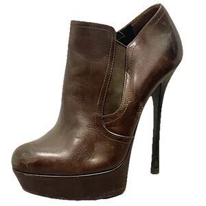 Gianmarco Lorenzi Women’s Brown Leather High Heel Platform Boots 36.5